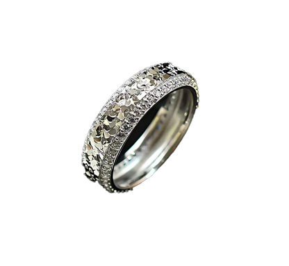 0.5ct Round-Cut Moissanite Crushed Ice Texture Ring - 18k Yellow Gold - BOCOS JEWELRY