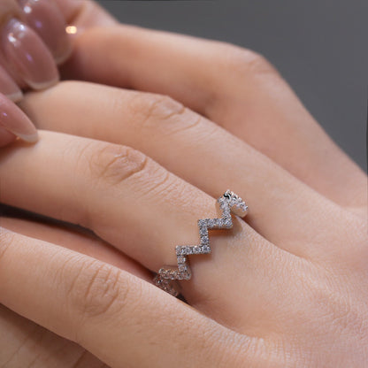 Z - Shaped Moissanite Wedding Band – 925 Sterling Silver Plated White Gold Guard Ring - bocosjewelry