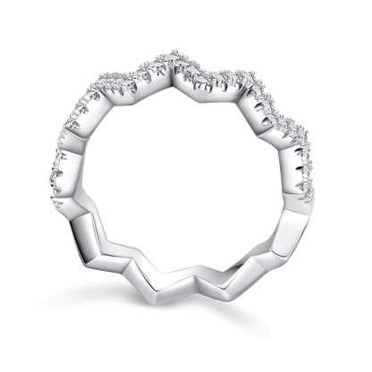 Z - Shaped Moissanite Wedding Band – 925 Sterling Silver Plated White Gold Guard Ring - bocosjewelry