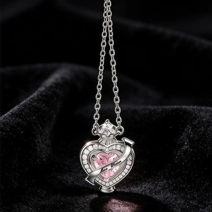 Heart-Cut Lab-Grown Pink Sapphire/Moissanite Pendant Necklace - 925 Sterling Silver - BOCOS JEWELRY