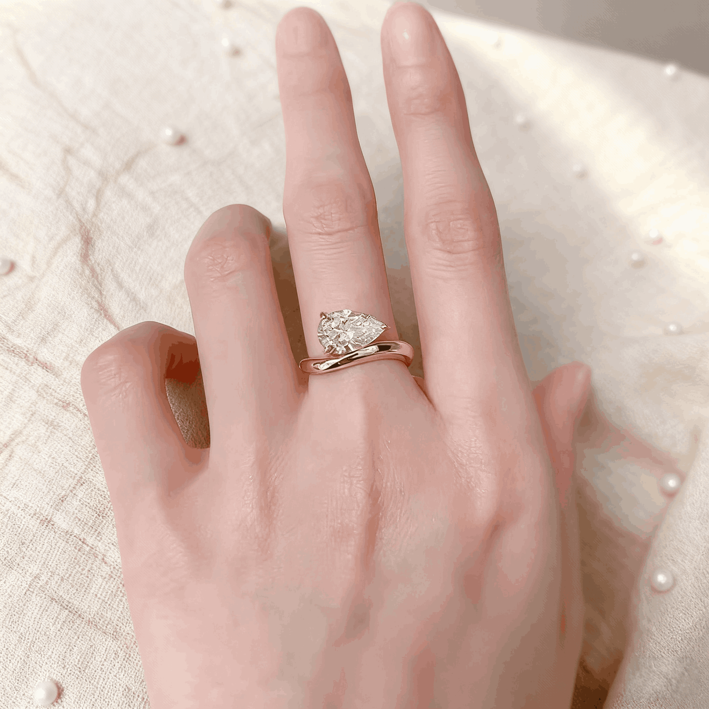 2.0CT Pear Cut Moissanite Ring in 18K Gold Plated Sterling Silver | Elegant Teardrop Engagement Ring for Women