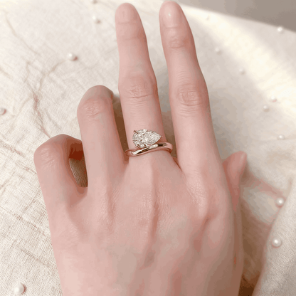 2.0CT Pear Cut Moissanite Ring in 18K Gold Plated Sterling Silver | Elegant Teardrop Engagement Ring for Women