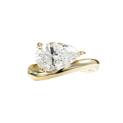 2ct Pear Cut Moissanite Ring - 18K Gold Plated Sterling Silver - BOCOS JEWELRY