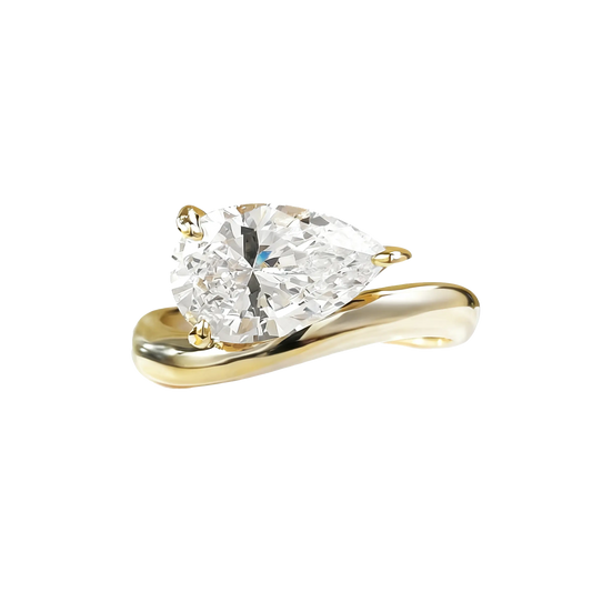 2ct Pear Cut Moissanite Ring - 18K Gold Plated Sterling Silver - BOCOS JEWELRY