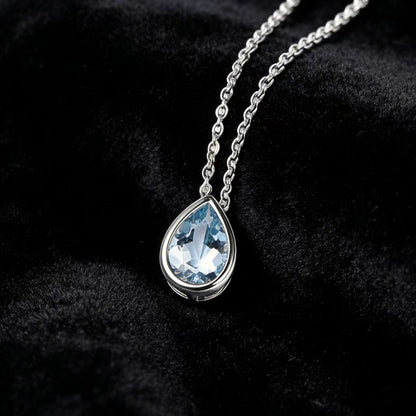 Pear-Cut Lab-Grown Spinel Pendant Necklace - 925 Sterling Silver (Bezel Setting) - BOCOS JEWELRY