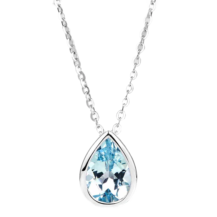 Pear-Cut Lab-Grown Spinel Pendant Necklace - 925 Sterling Silver (Bezel Setting) - BOCOS JEWELRY