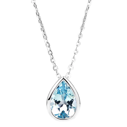 Pear-Cut Lab-Grown Spinel Pendant Necklace - 925 Sterling Silver (Bezel Setting) - BOCOS JEWELRY