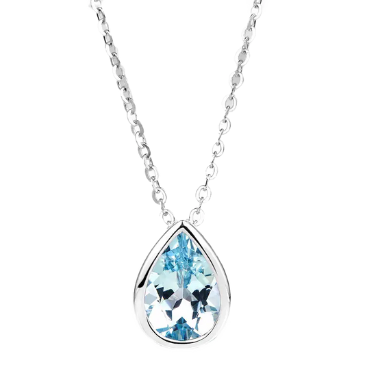 Pear-Cut Lab-Grown Spinel Pendant Necklace - 925 Sterling Silver (Bezel Setting) - BOCOS JEWELRY