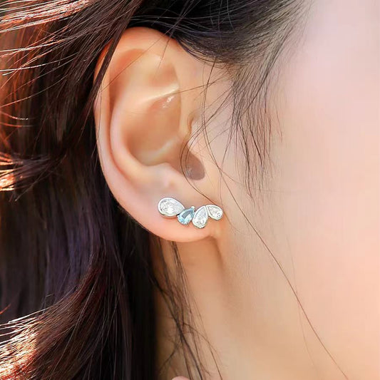 Pear-Cut Lab-Grown Spinel & Moissanite Earrings - 925 Sterling Silver (Bezel Setting) - BOCOS JEWELRY