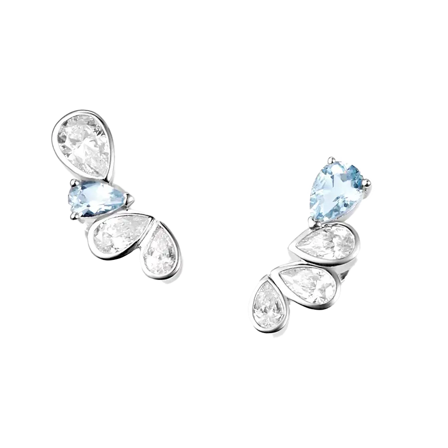 Pear-Cut Lab-Grown Spinel & Moissanite Earrings - 925 Sterling Silver (Bezel Setting) - BOCOS JEWELRY