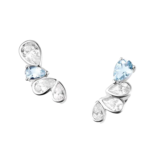 Pear-Cut Lab-Grown Spinel & Moissanite Earrings - 925 Sterling Silver (Bezel Setting) - BOCOS JEWELRY