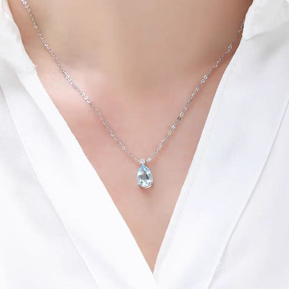 Pear-Cut Lab-Grown Spinel Pendant Necklace - 925 Sterling Silver - BOCOS JEWELRY