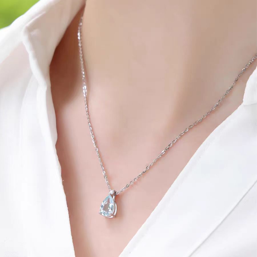 Pear-Cut Lab-Grown Spinel Pendant Necklace - 925 Sterling Silver - BOCOS JEWELRY