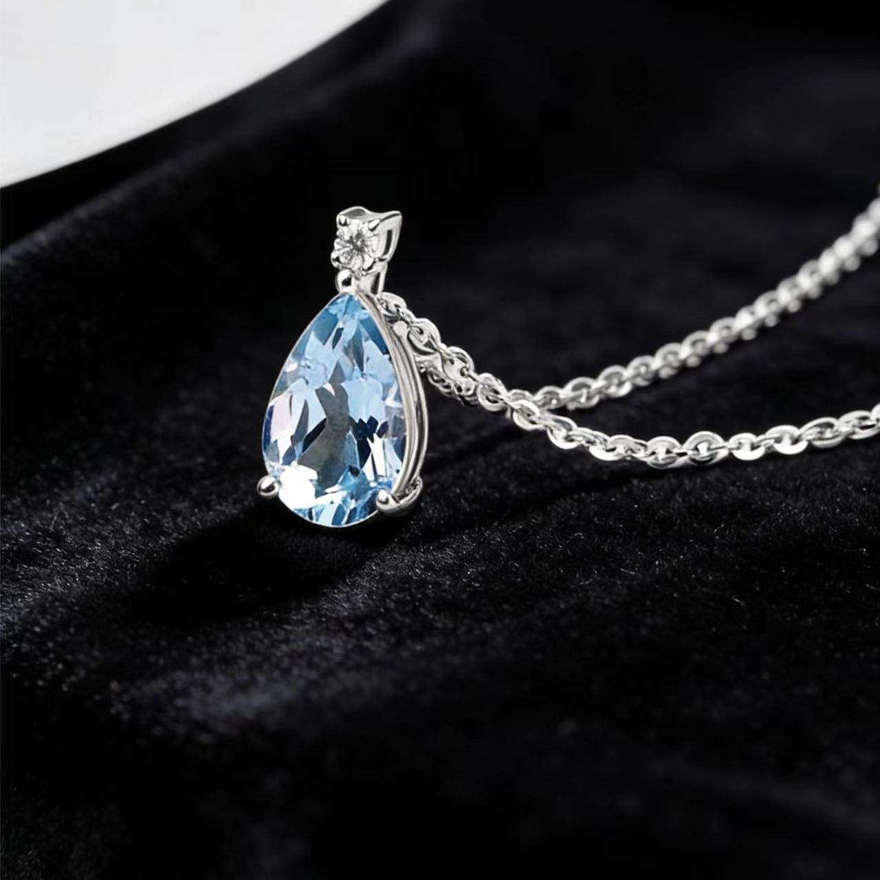 Pear-Cut Lab-Grown Spinel Pendant Necklace - 925 Sterling Silver - BOCOS JEWELRY