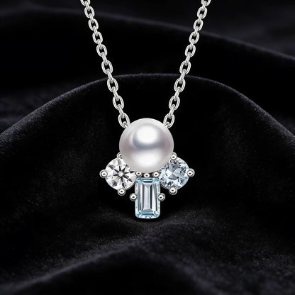 Round Freshwater Pearl Pendant Necklace - 925 Sterling Silver - BOCOS JEWELRY