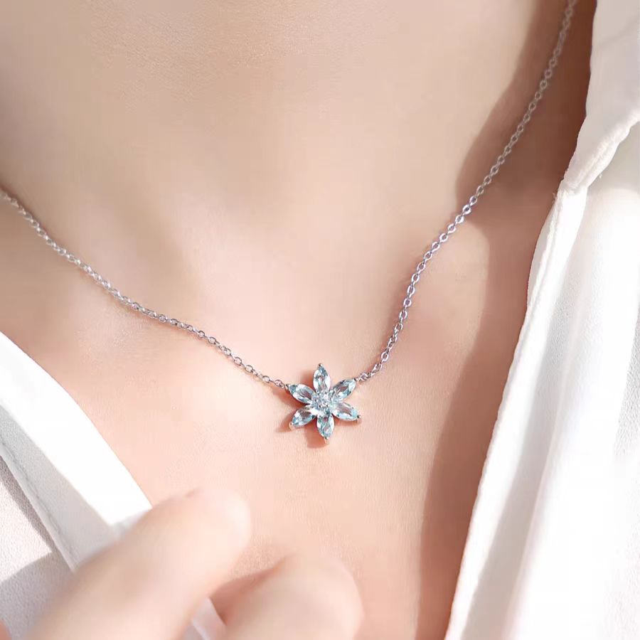 Marquise-Cut Lab-Grown Spinel Pendant Necklace - 925 Sterling Silver - BOCOS JEWELRY