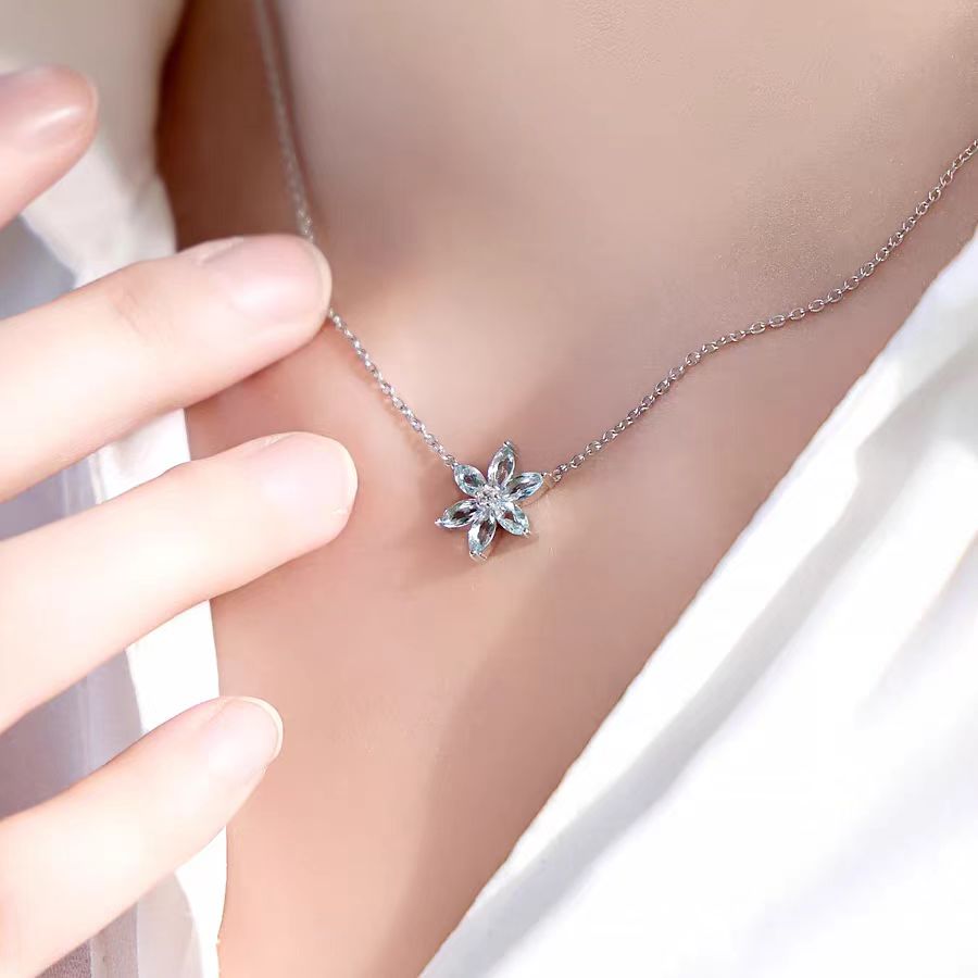 Marquise-Cut Lab-Grown Spinel Pendant Necklace - 925 Sterling Silver - BOCOS JEWELRY