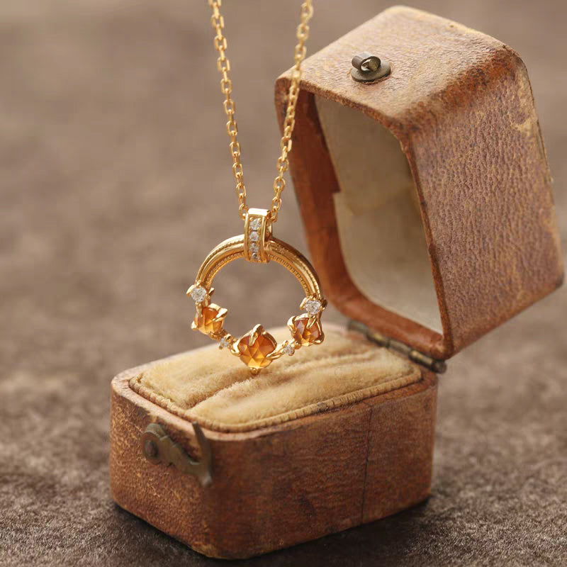 Round-Cut Garnet Pendant Necklace - 925 Sterling Silver - BOCOS JEWELRY