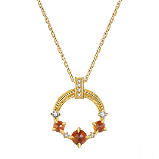 Round-Cut Garnet Pendant Necklace - 925 Sterling Silver - BOCOS JEWELRY