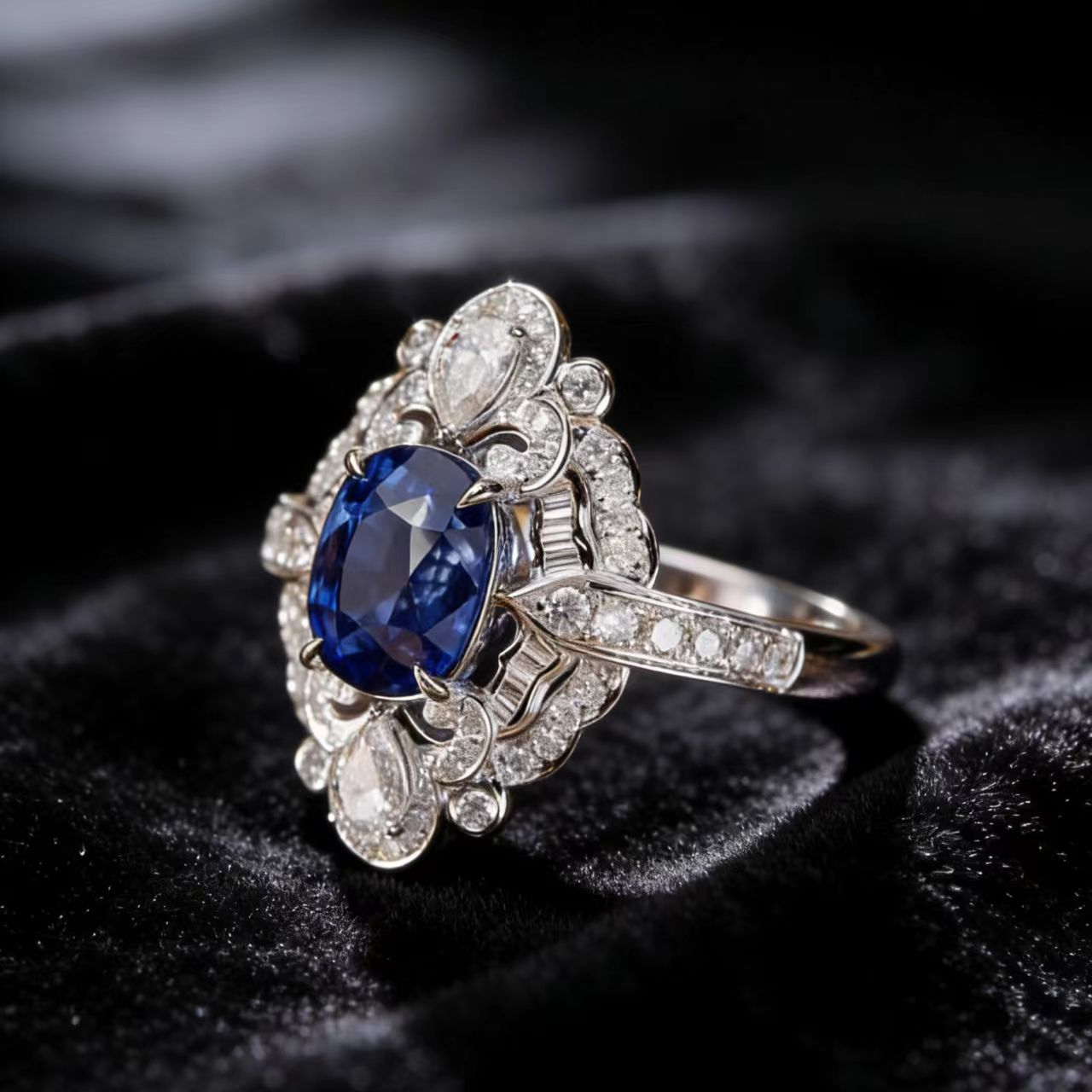 Oval-Cut Lab-Grown Sapphire Ring - 925 Sterling Silver - BOCOS JEWELRY ...