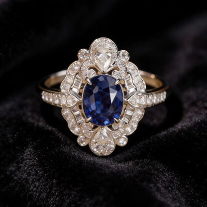 Oval-Cut Lab-Grown Sapphire Ring - 925 Sterling Silver - BOCOS JEWELRY