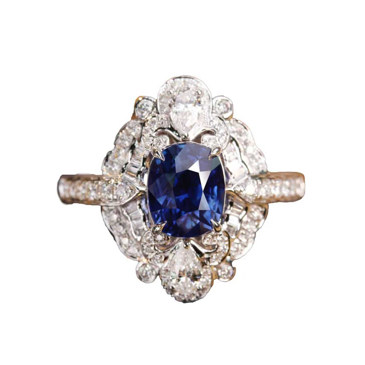 Oval-Cut Lab-Grown Sapphire Ring - 925 Sterling Silver - BOCOS JEWELRY