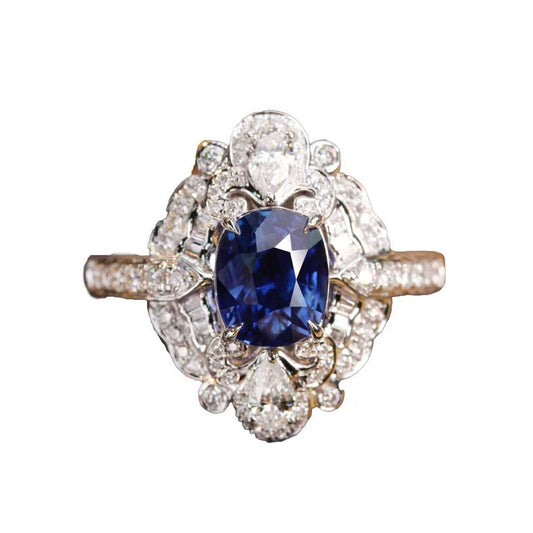Oval-Cut Lab-Grown Sapphire Ring - 925 Sterling Silver - BOCOS JEWELRY