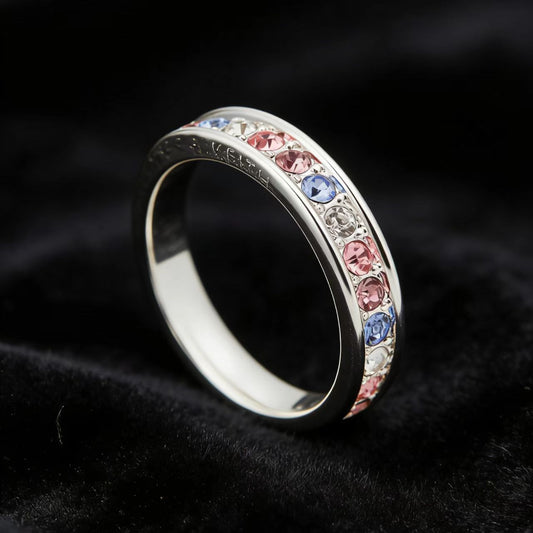 Round-Cut Lab-Grown Multi-Color Gemstone Ring - 925 Sterling Silver - BOCOS JEWELRY