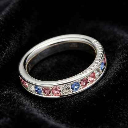 Round-Cut Lab-Grown Multi-Color Gemstone Ring - 925 Sterling Silver - BOCOS JEWELRY