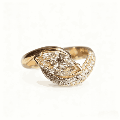 2ct Marquise Cut Moissanite Engagement Ring | 18K Gold Plated S925 Sterling Silver Ring for Women - BOCOS Jewelry