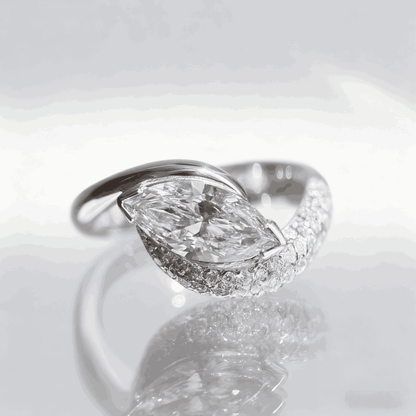 2ct Marquise Cut Moissanite Engagement Ring | 18K Gold Plated S925 Sterling Silver Ring for Women - BOCOS Jewelry