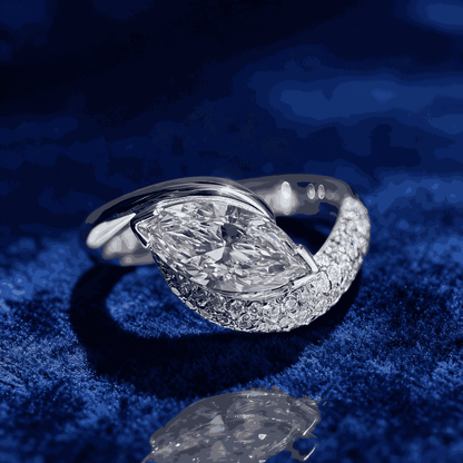 2ct Marquise Cut Moissanite Engagement Ring | 18K Gold Plated S925 Sterling Silver Ring for Women - BOCOS Jewelry