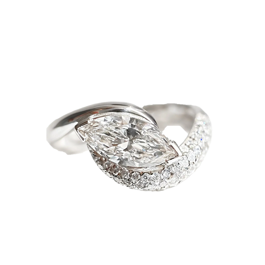 2ct Marquise Cut Moissanite Engagement Ring | 18K Gold Plated S925 Sterling Silver Ring for Women - BOCOS Jewelry