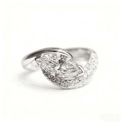 2ct Marquise Cut Moissanite Engagement Ring | 18K Gold Plated S925 Sterling Silver Ring for Women - BOCOS Jewelry