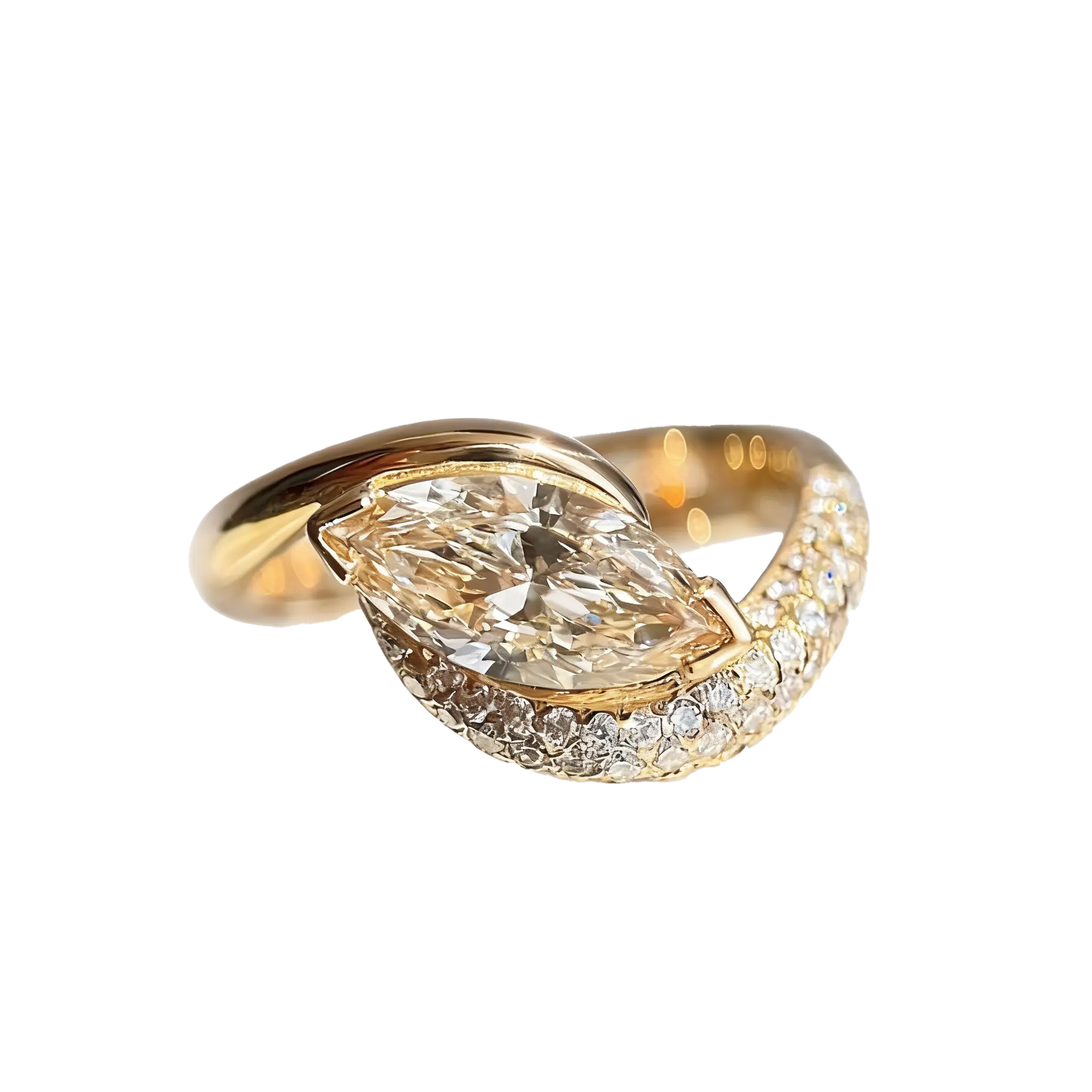 2ct Marquise Cut Moissanite Engagement Ring | 18K Gold Plated S925 Sterling Silver Ring for Women - BOCOS Jewelry