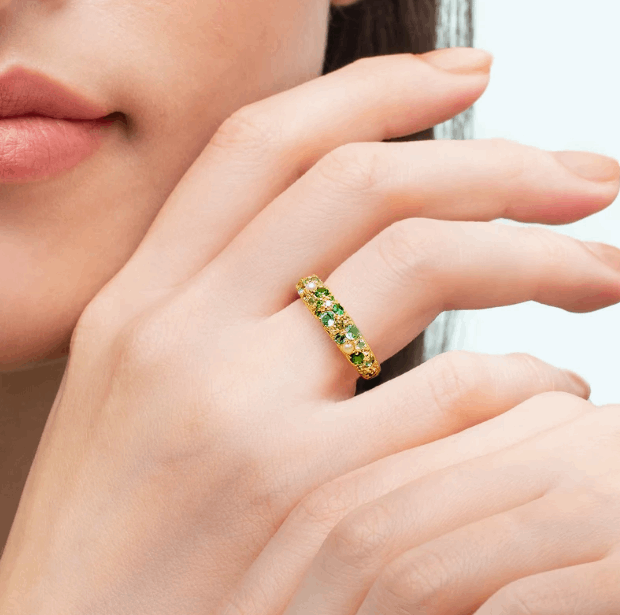 Multi-Gemstone Eternity Band Ring | 70ctw Colorful Gemstones 5ctw Moissanite Freshwater Pearl S925 Sterling Silver Ring for Women - BOCOS Jewelry