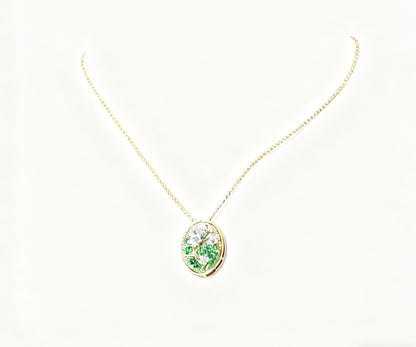 0.7ct Tsavorite Pendant | 0.15ct Lab-Grown Pink Sapphire 0.10ct Moissanite 18K Gold Plated S925 Sterling Silver Necklace - BOCOS Jewelry