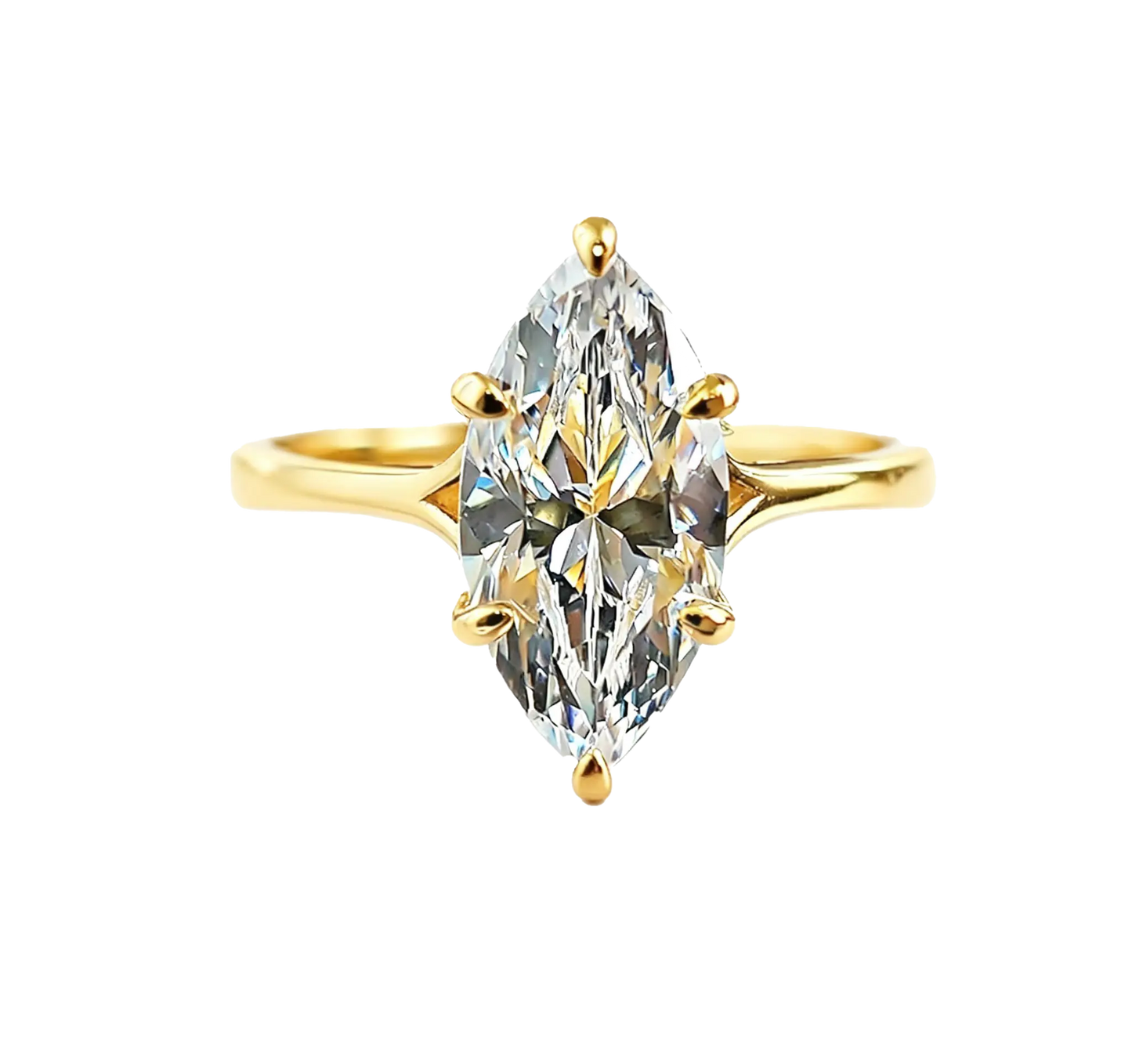 Marquise Cut Moissanite Solitaire Ring | 925 Sterling Silver / 18K Gold Plated 925 Silver Engagement Ring for Women - BOCOS Jewelry