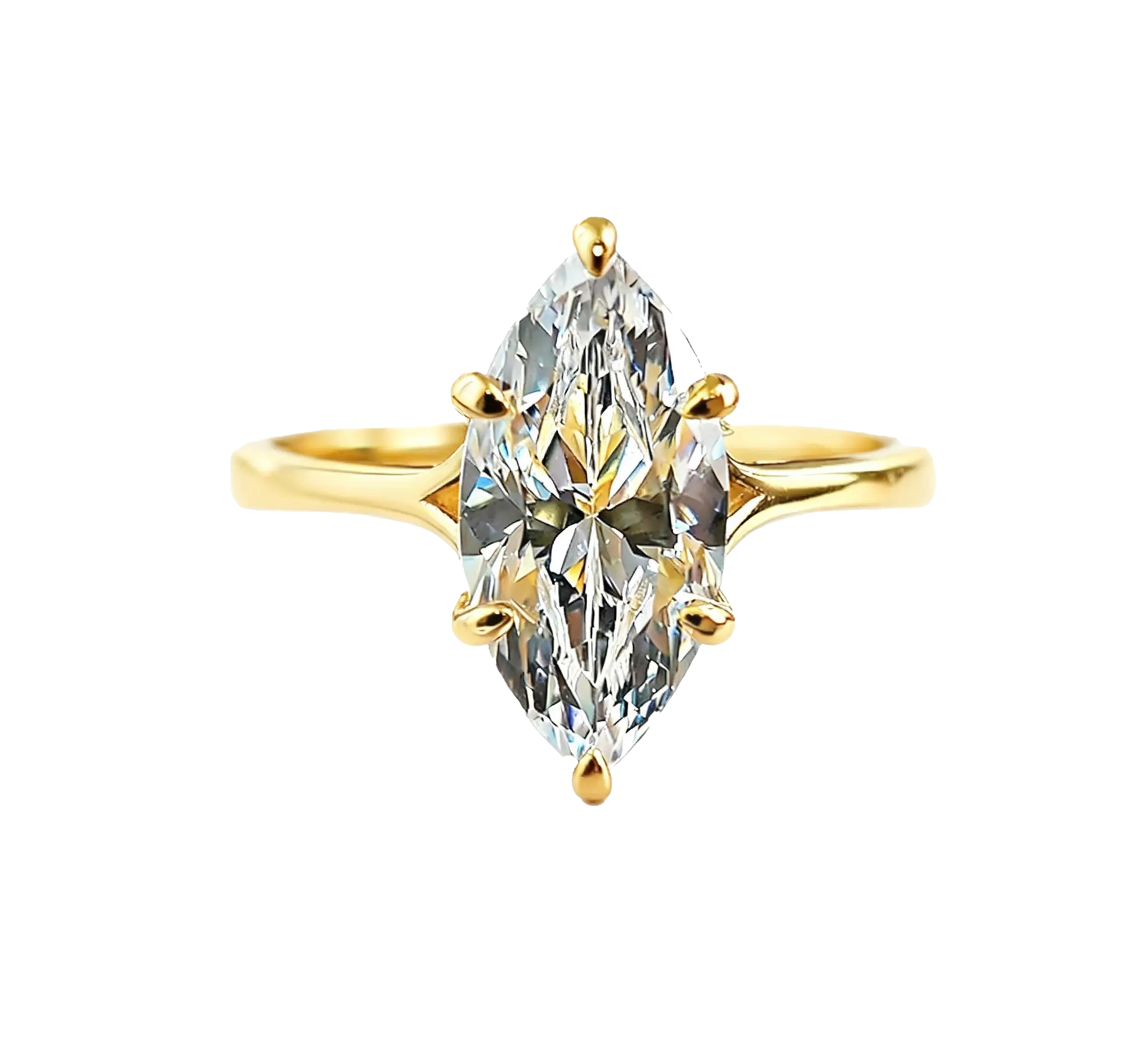 Marquise Cut Moissanite Solitaire Ring | 925 Sterling Silver / 18K Gold Plated 925 Silver Engagement Ring for Women - BOCOS Jewelry