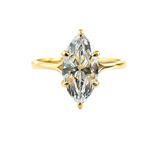 Marquise Cut Moissanite Solitaire Ring | 925 Sterling Silver / 18K Gold Plated 925 Silver Engagement Ring for Women - BOCOS Jewelry