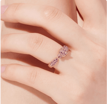 Pink Panther Lab-Grown Pink Sapphire Ring | 18K Rose Gold Plated 925 Sterling Silver Animal-Inspired Ring - BOCOS Jewelry