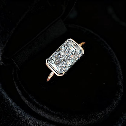 2ct Radiant Cut Moissanite Ring | 925 Sterling Silver / 18K Rose Gold Plated Silver Solitaire Ring for Women - BOCOS Jewelry