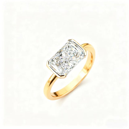 2ct Radiant Cut Moissanite Ring | 925 Sterling Silver / 18K Rose Gold Plated Silver Solitaire Ring for Women - BOCOS Jewelry