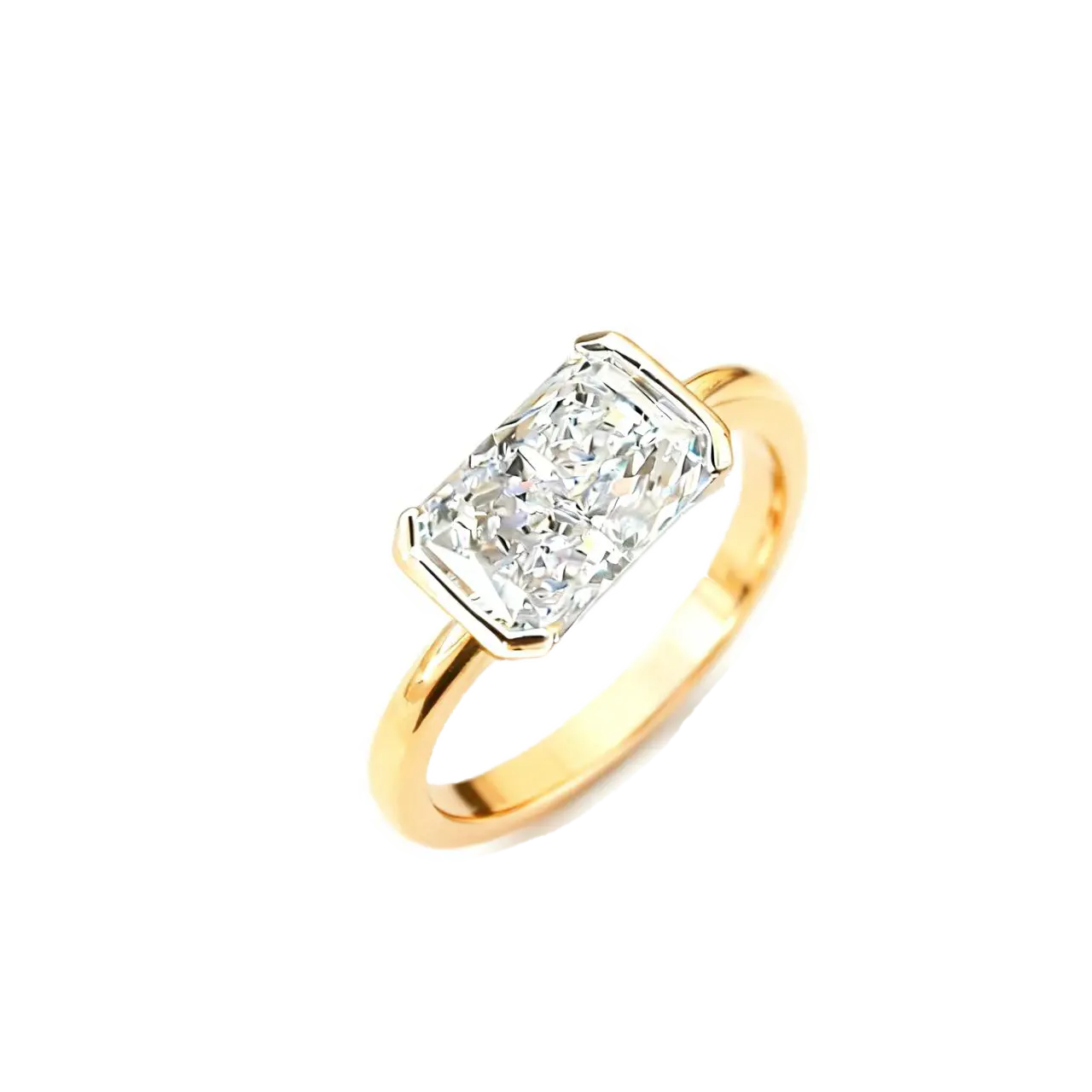 2ct Radiant Cut Moissanite Ring | 925 Sterling Silver / 18K Rose Gold Plated Silver Solitaire Ring for Women - BOCOS Jewelry
