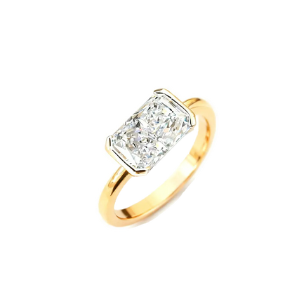 2ct Radiant Cut Moissanite Ring | 925 Sterling Silver / 18K Rose Gold Plated Silver Solitaire Ring for Women - BOCOS Jewelry