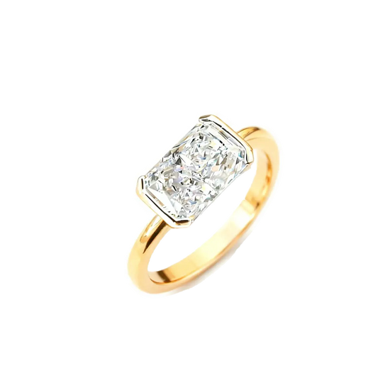 2ct Radiant Cut Moissanite Ring | 925 Sterling Silver / 18K Rose Gold Plated Silver Solitaire Ring for Women - BOCOS Jewelry