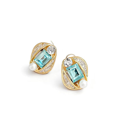 1ct Lab-Grown Spinel Stud Earrings with Moissanite | 18K Gold Plated 925 Sterling Silver Vintage Earrings - BOCOS Jewelry