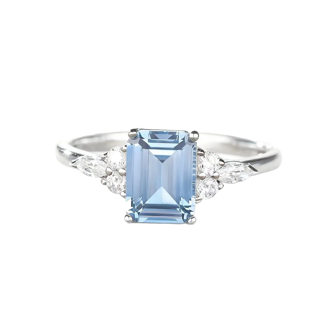 2ct Emerald Cut Spinel Ring - 925 Silver Platinum Plated - BOCOS JEWELRY