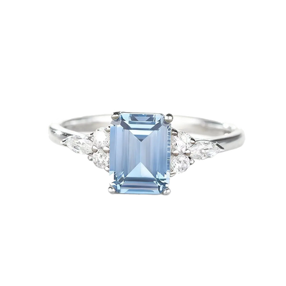2ct Emerald Cut Spinel Ring - 925 Silver Platinum Plated - BOCOS JEWELRY