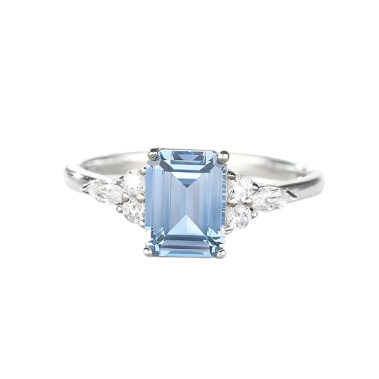2ct Emerald Cut Spinel Ring - 925 Silver Platinum Plated - BOCOS JEWELRY